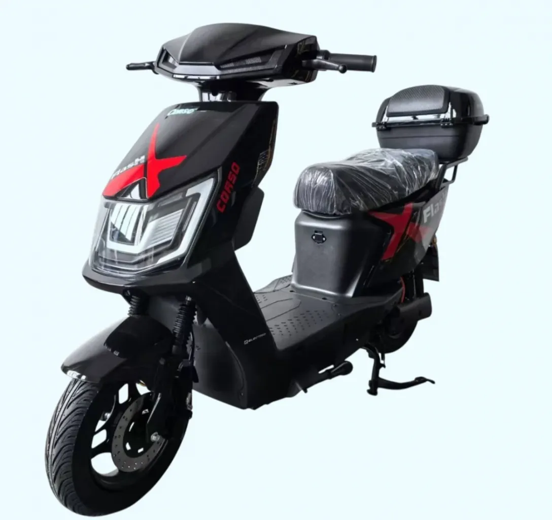 Міський двомісний Електроскутер Corso “FlashX” (Корсо Флеш) 1200W • 72V • 23Ah • Ø-10, швидкість 55 км/год, 77 км запас ходу, купити в Україні - elektroskuter-corso-flash-x-1200w-72v-23ah-ua-black-new.webp