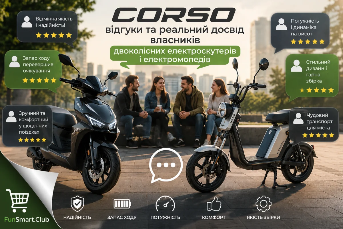 Corso - відгуки та реальний досвід власників електроскутерів і електромопедів бренду Корсо