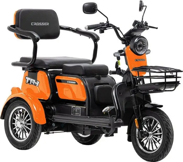 Електроскутер триколісний Crosser “TR1 PRO LFP” 1500W • 76.8V • 30A·год LiFePO4 • пасажирський, з багажним від