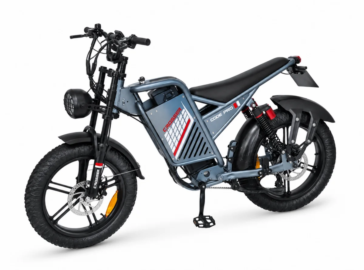Crosser E‑CODE PRO • 1500W • 60V 20Ah • 20″×4.0 • до 60 км/год • до 80 км, Фетбайк двомісний